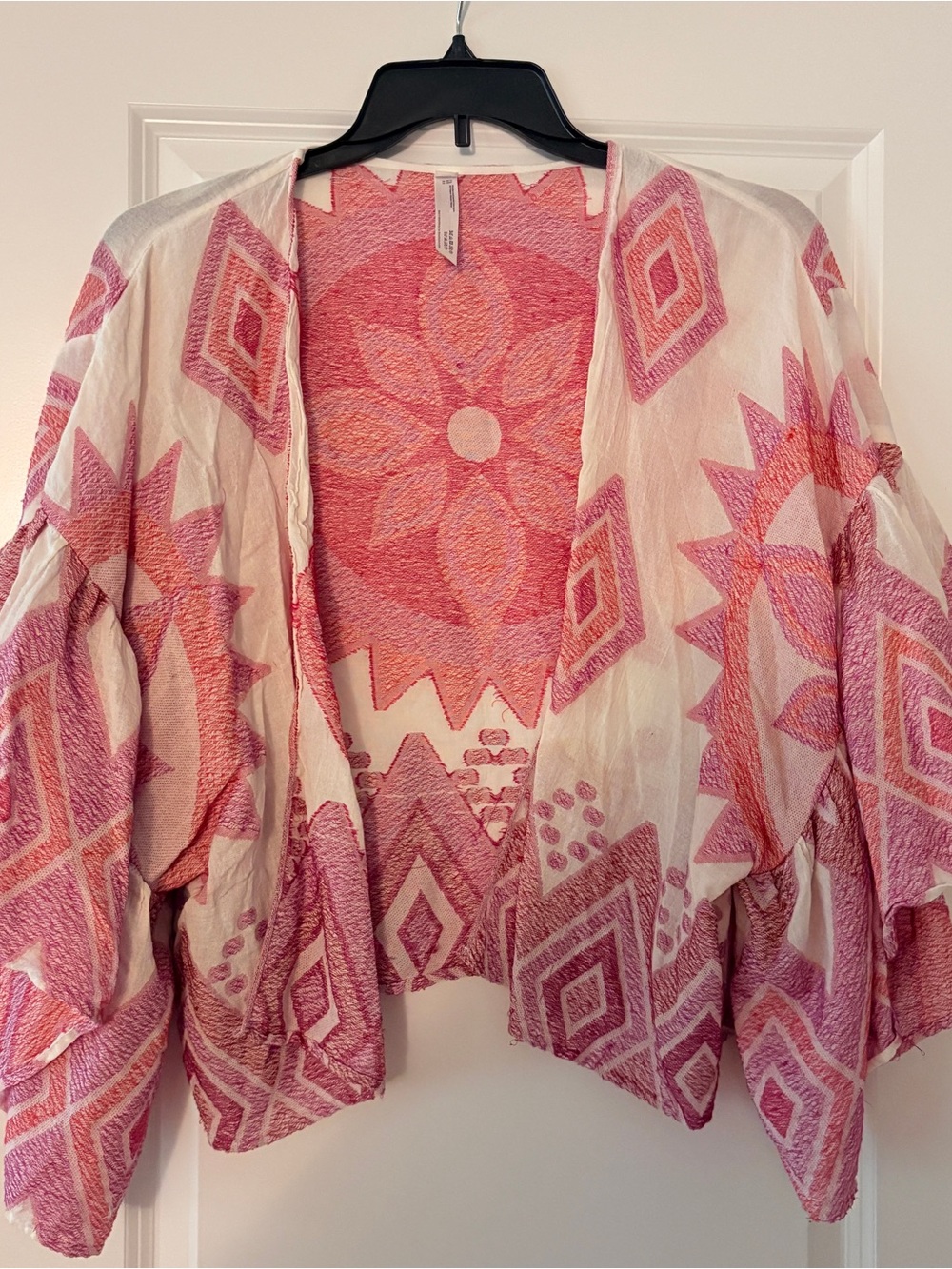 Anthropologie Jacinda Cropped Kimono Cardigan Sweater Pink OS